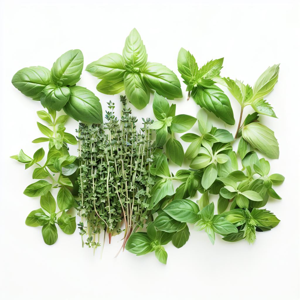 Basil, cilantro, mint, oregano, parsley, rosemary, thyme