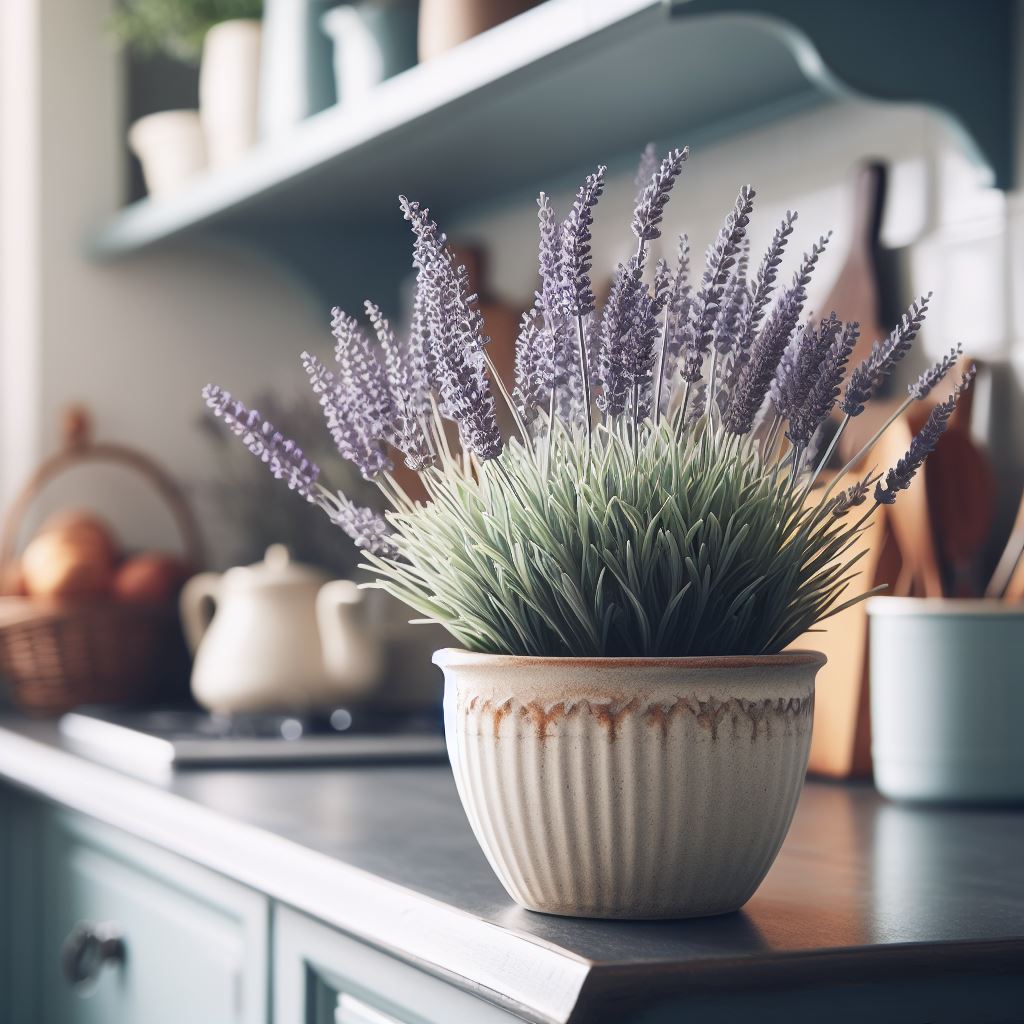 lavender on kitchen shelf