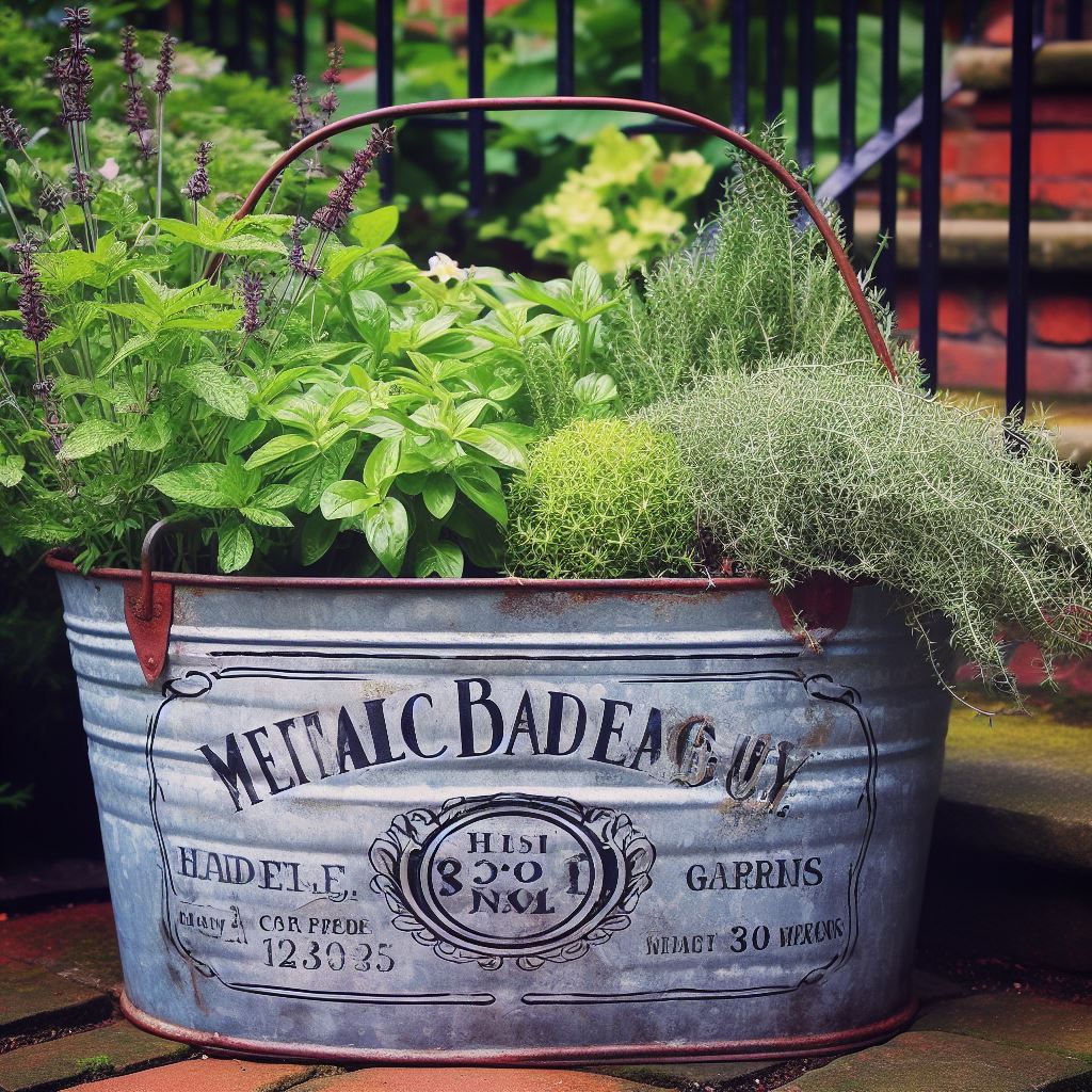 Metal Beverage Tub herb garden