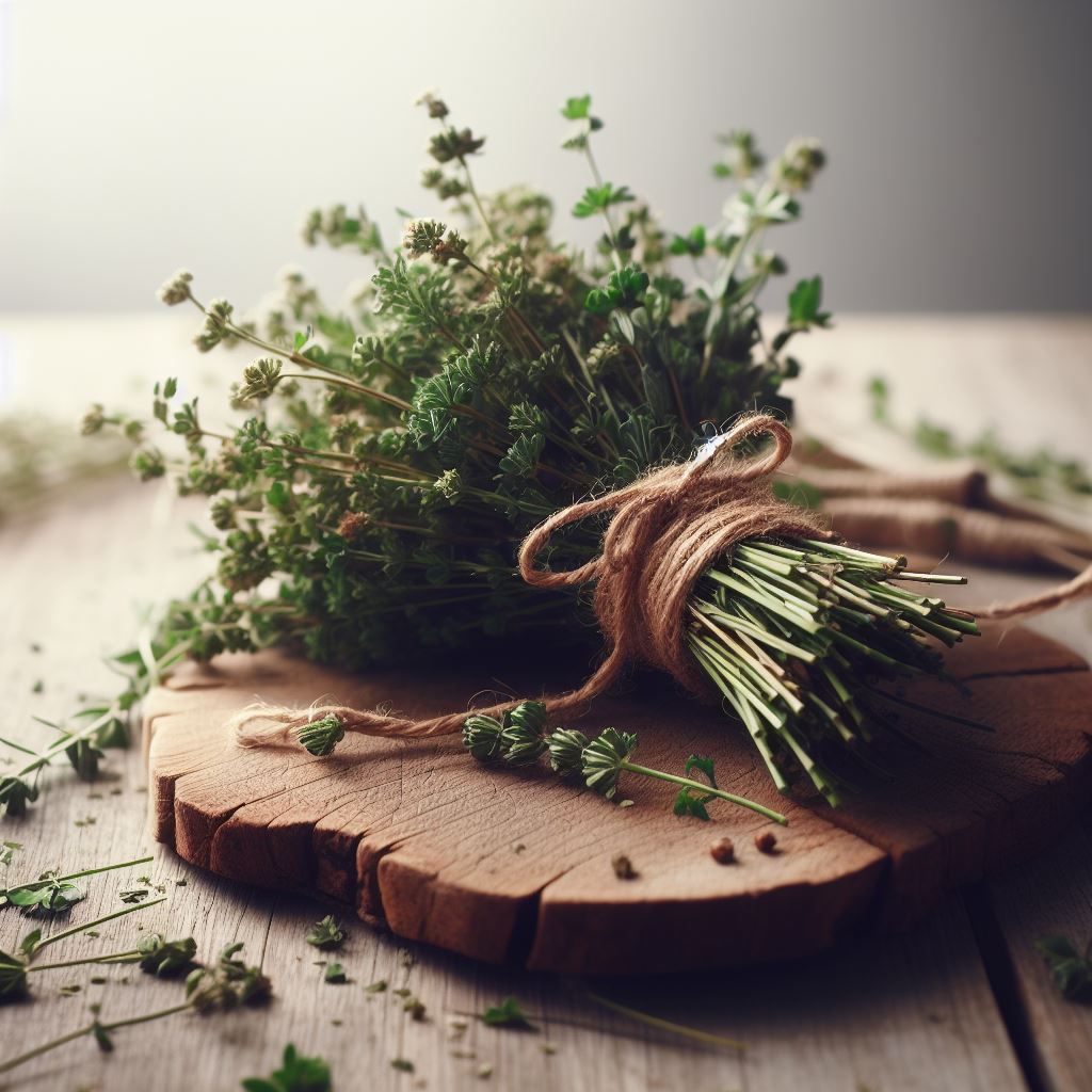 prepping herbs for drying