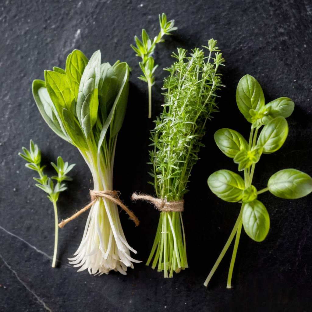 Chives oregano basil mint and thyme