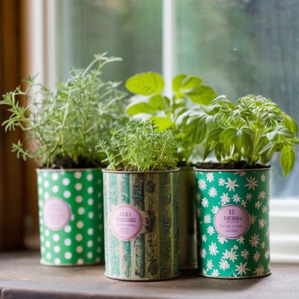 Decorative Tin Can Herb Garden