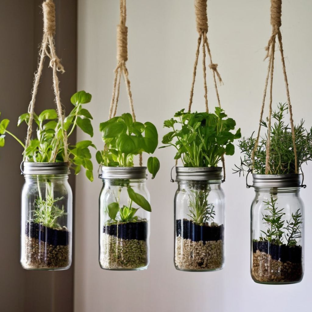 Hanging Herb Garden Mason Jars