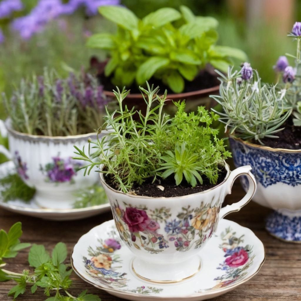 eclectic teacup garden