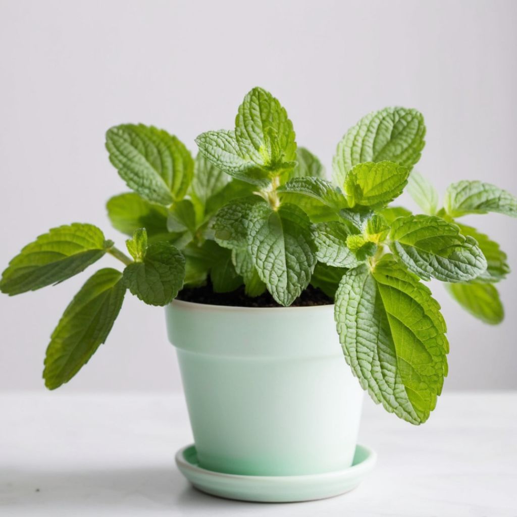 mint in white pot