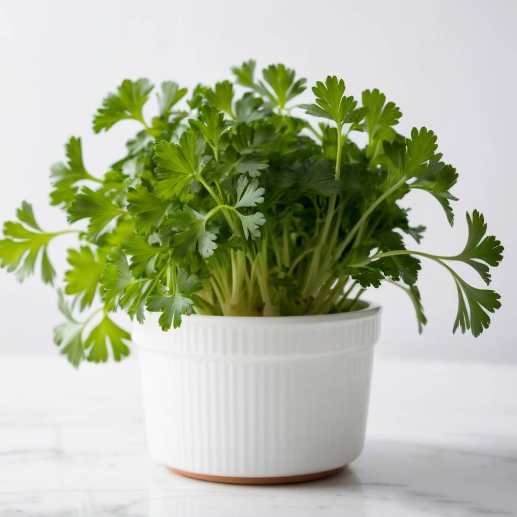 parsley in white pot