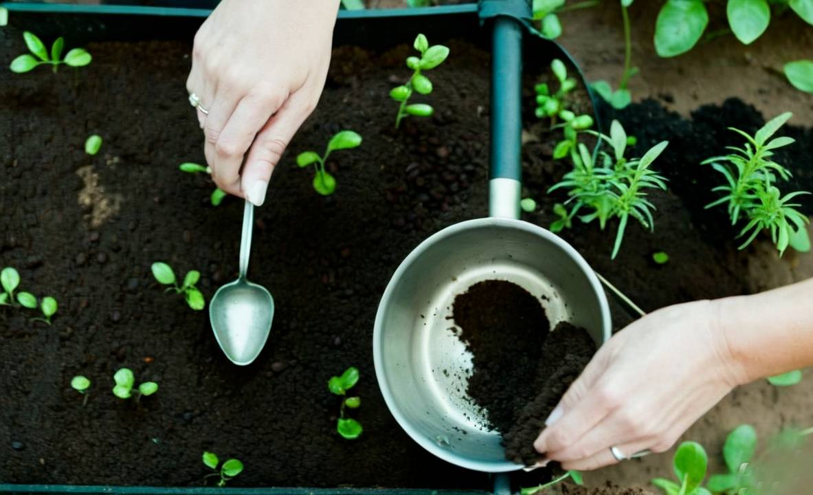 adding coffee grounds to soil