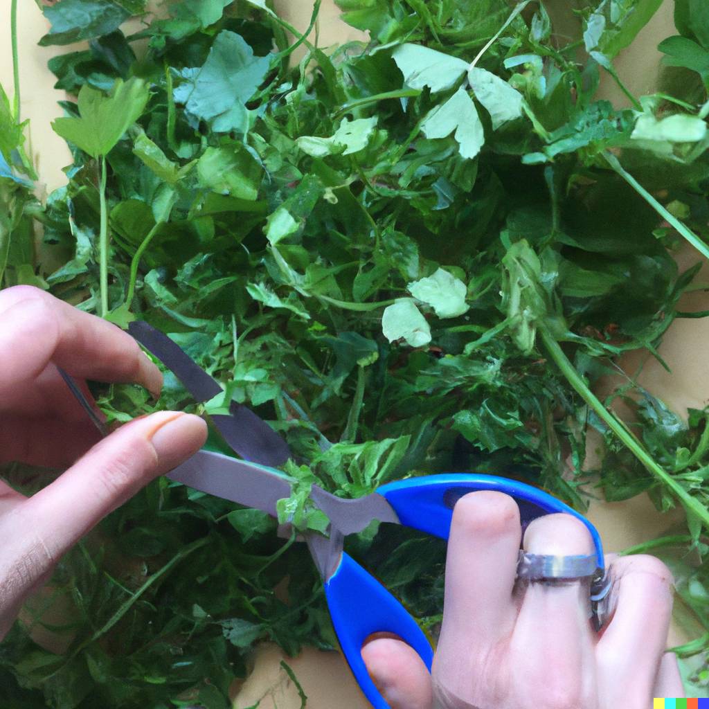 harvesting kitchen herbs