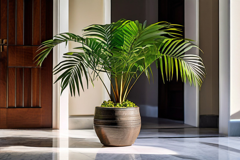 areca palm in entryway