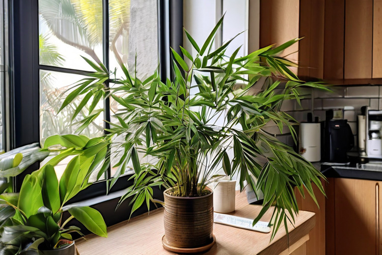 bamboo palm by window