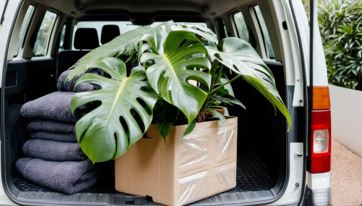 moving large monstera in van