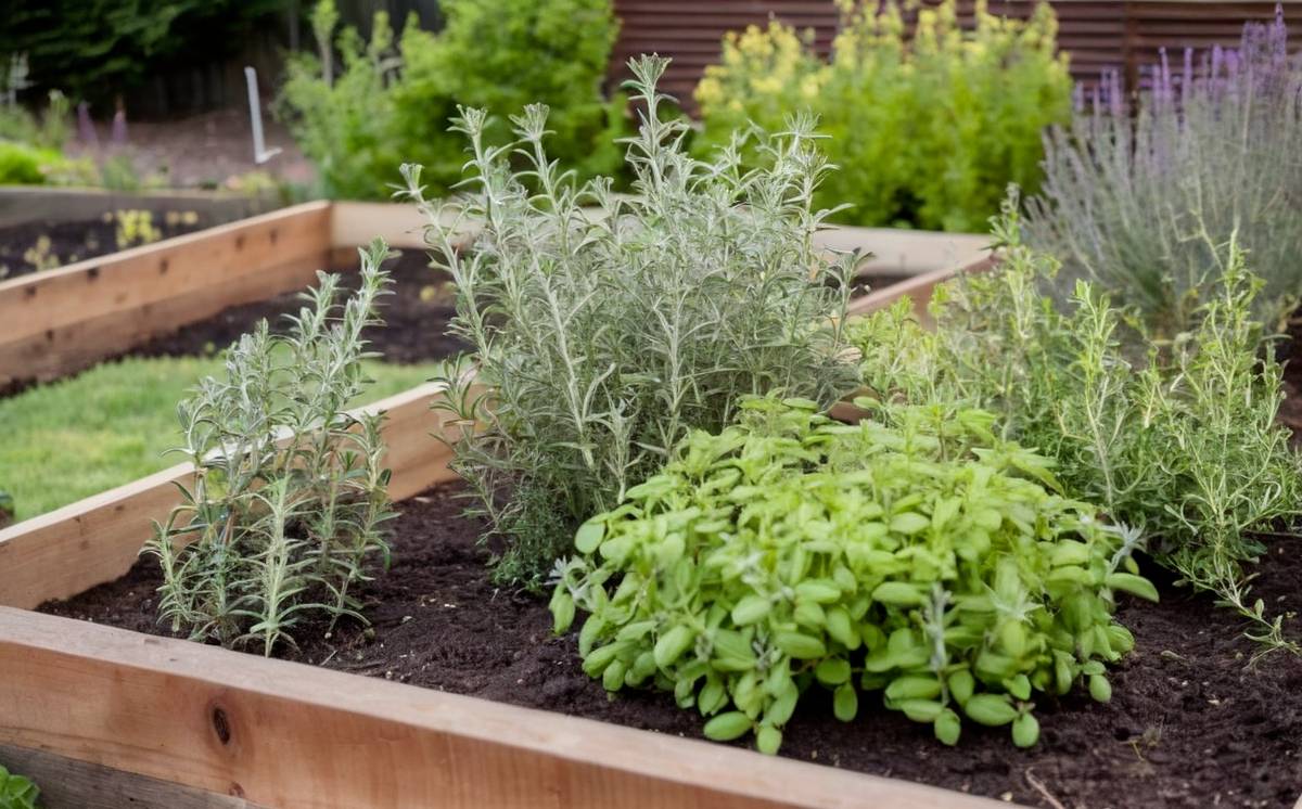 oregano thyme and rosemary plants