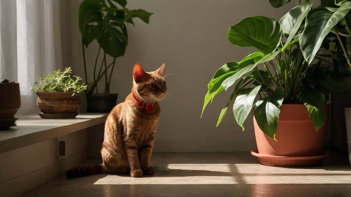 El Choco Red Philodendron with cat2