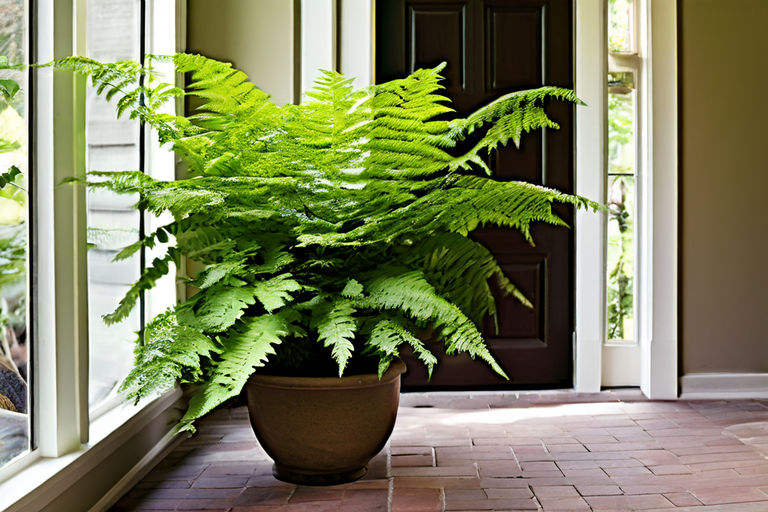 boston fern in entrance way