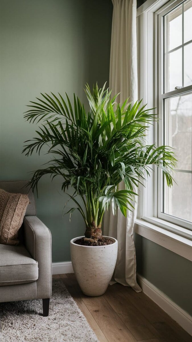 parlor palm placed near a window