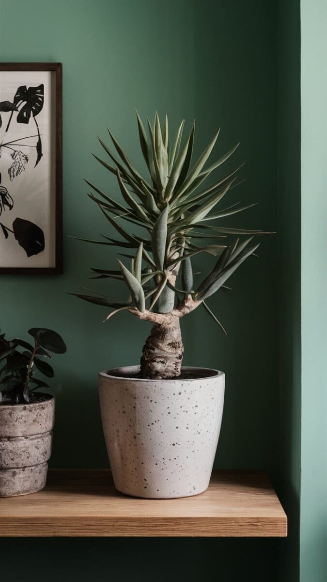 yucca houseplant on a shelf
