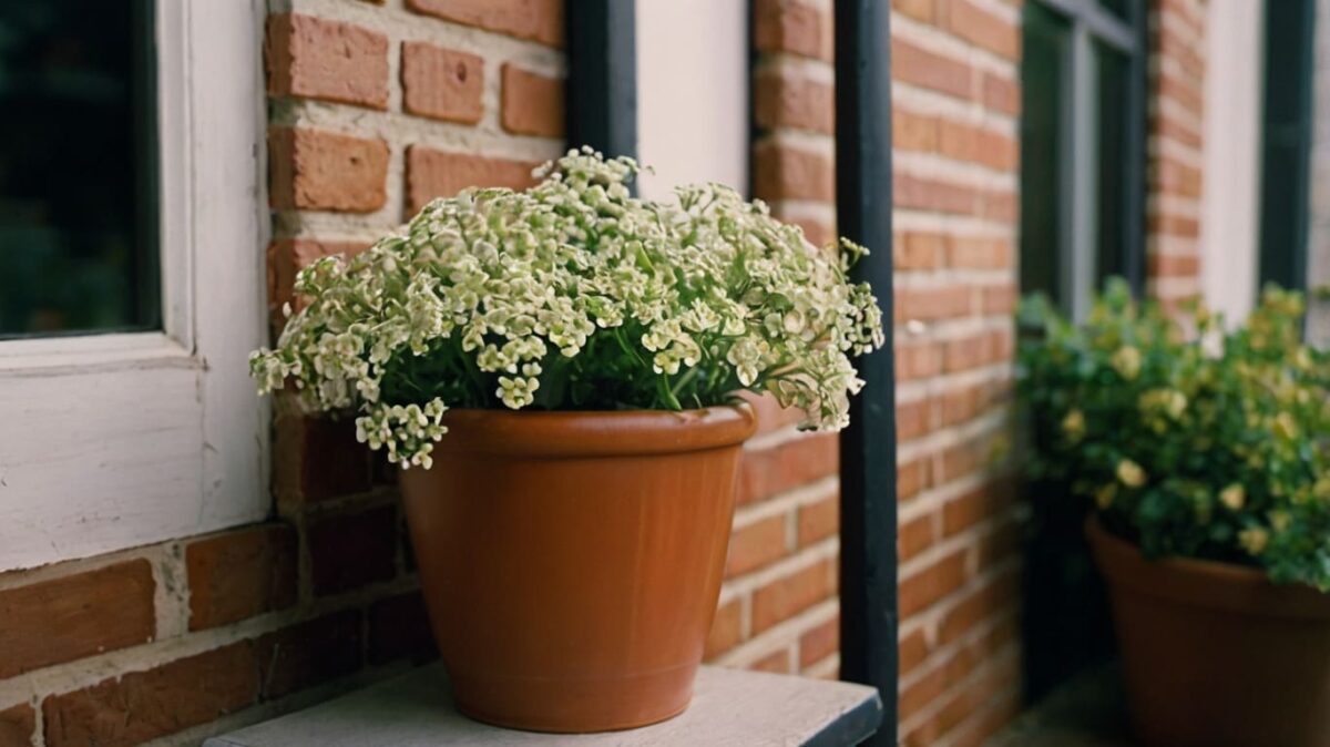 Alyssum in beautiful pot