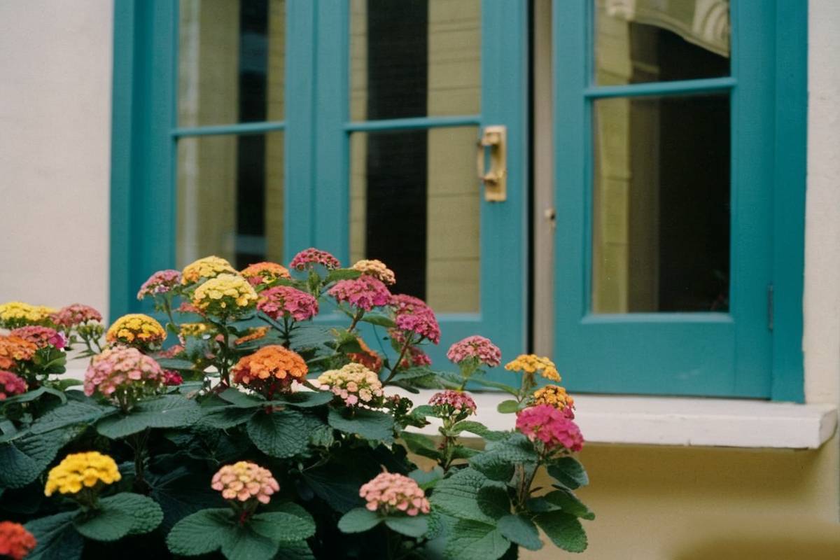 Lantana plants on porch