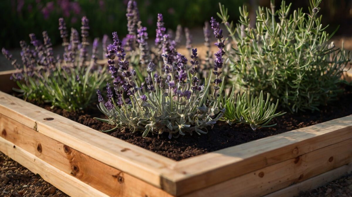 Lavender Rosemary Thyme garden bed