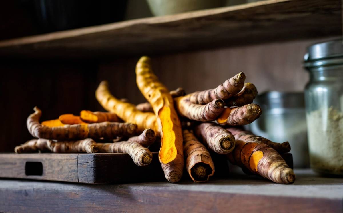 bunch of turmeric rhizomes