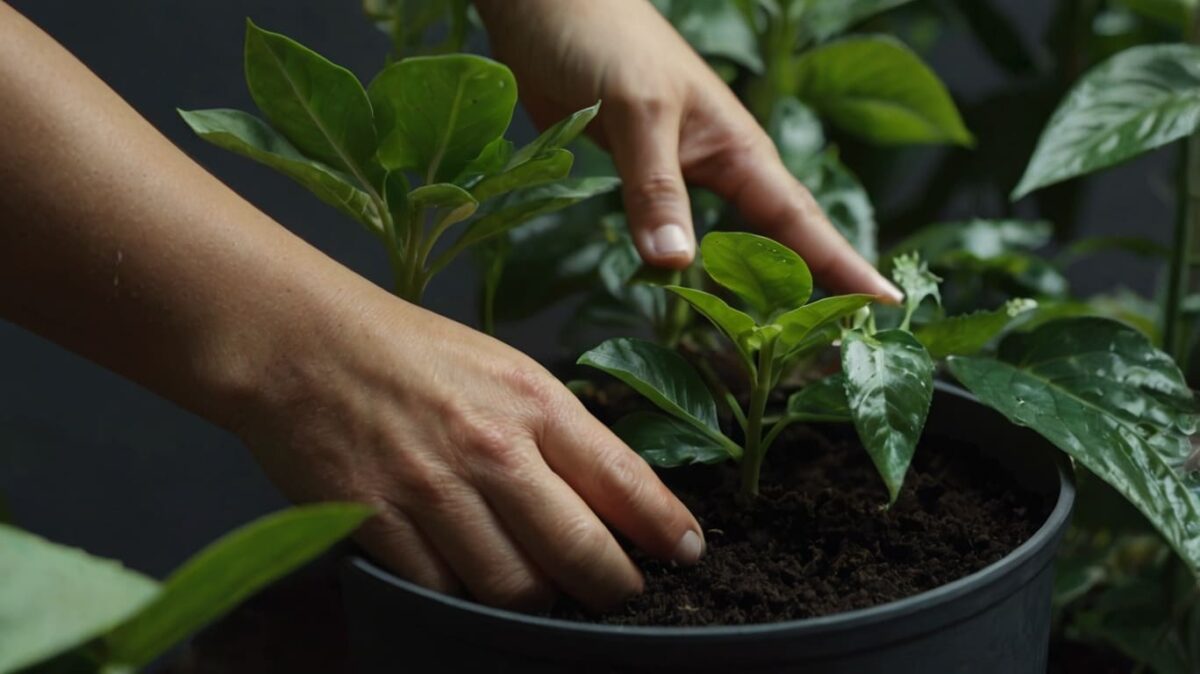 cleaning pot plant soil web