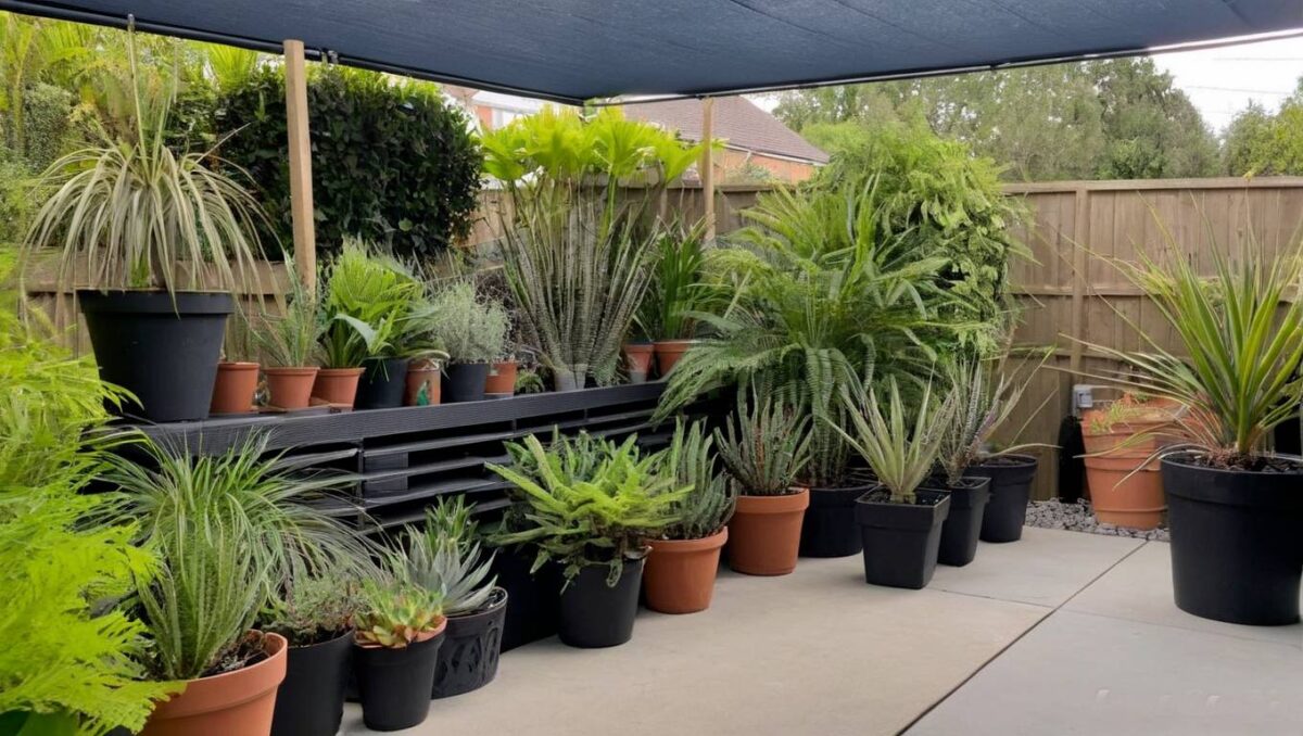 plants under shade cover