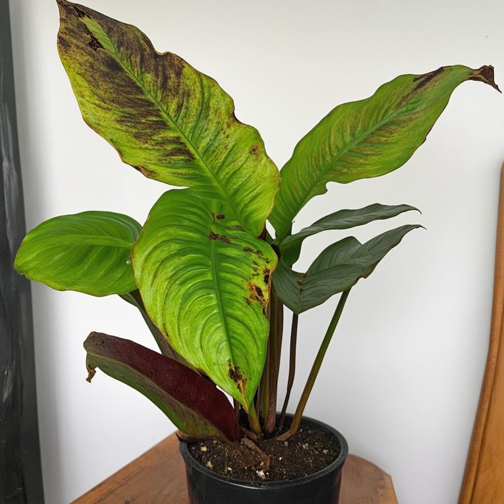 calathea scorched by sun