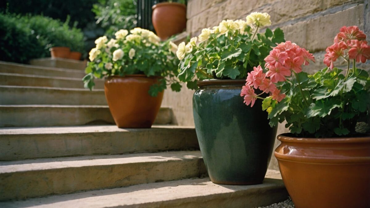 scented geraniums steps