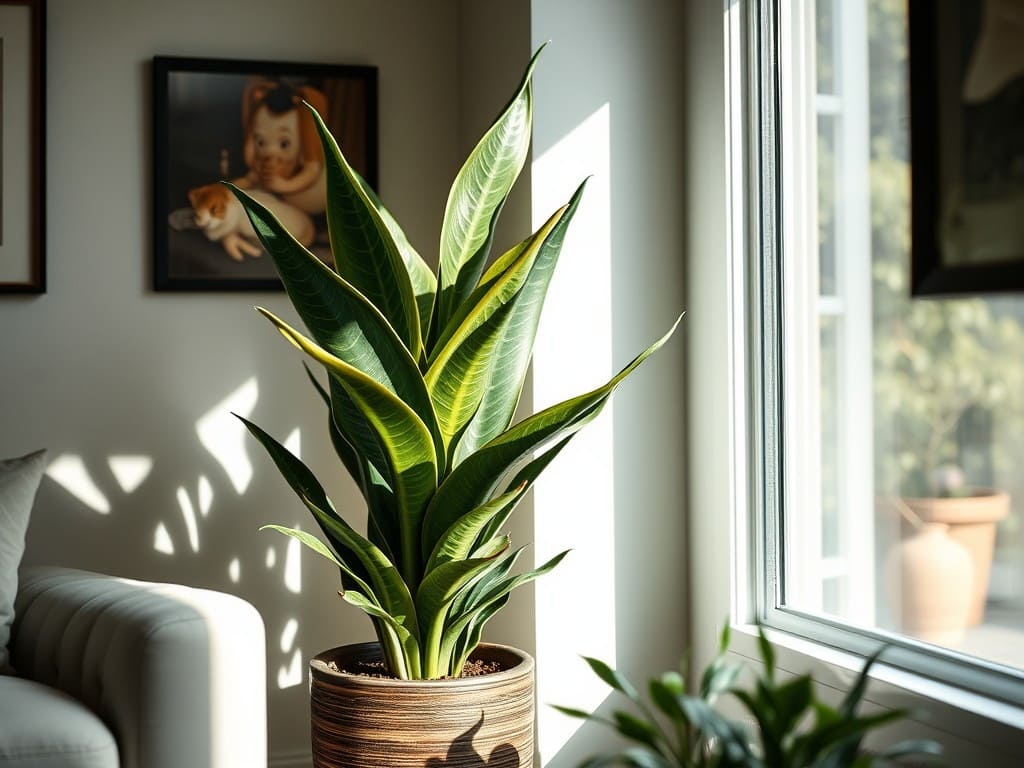 snake plant in low light