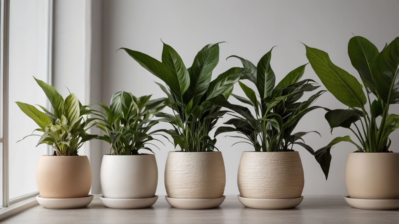 zz plant, peace lily, Chinese Evergreen