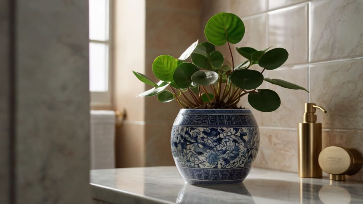 Chinese Money Plant bathroom