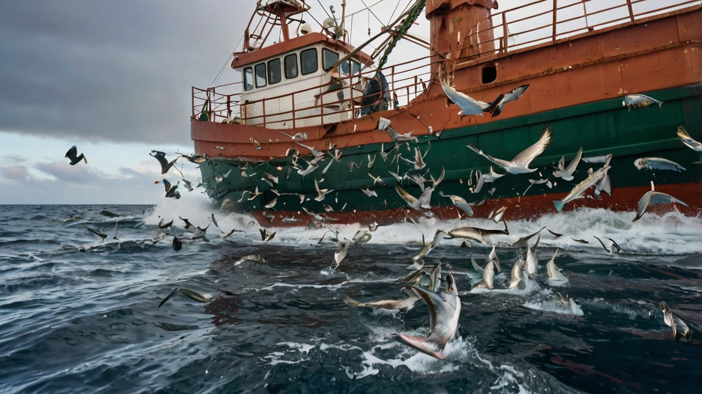 huge modern commercial fishing trawler