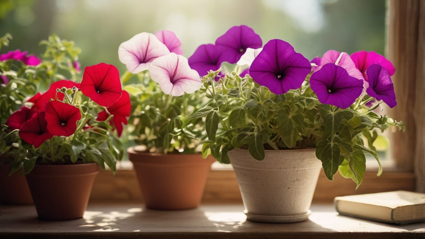 Petunias in a beautiful pot