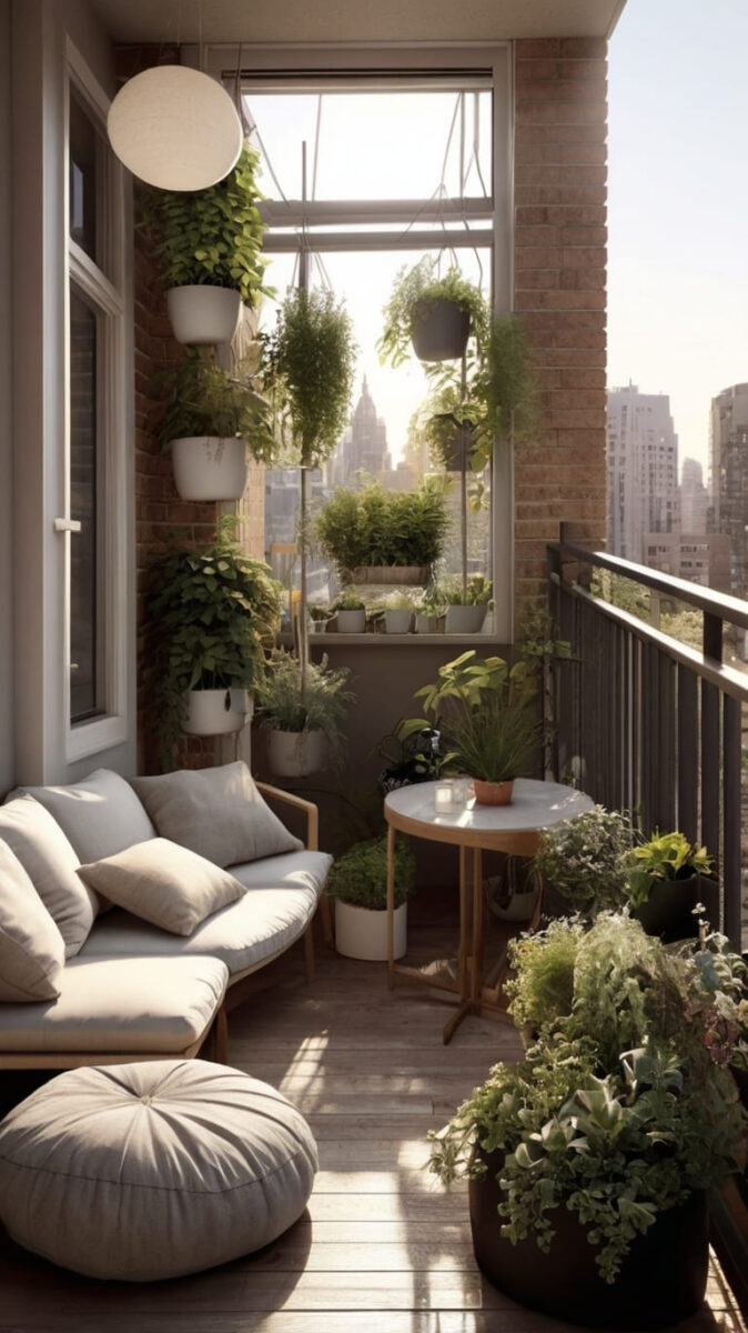 Apartment Balcony hanging plants