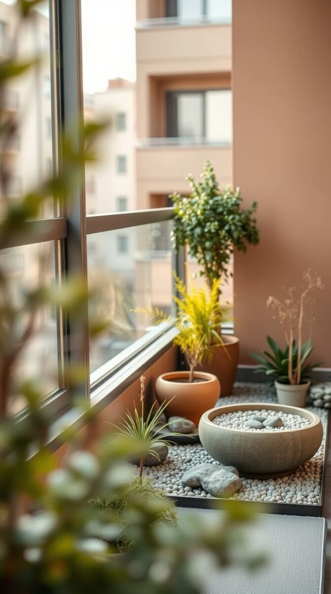 small balcony zen garden