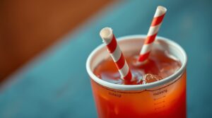 soggy paper straw in cup