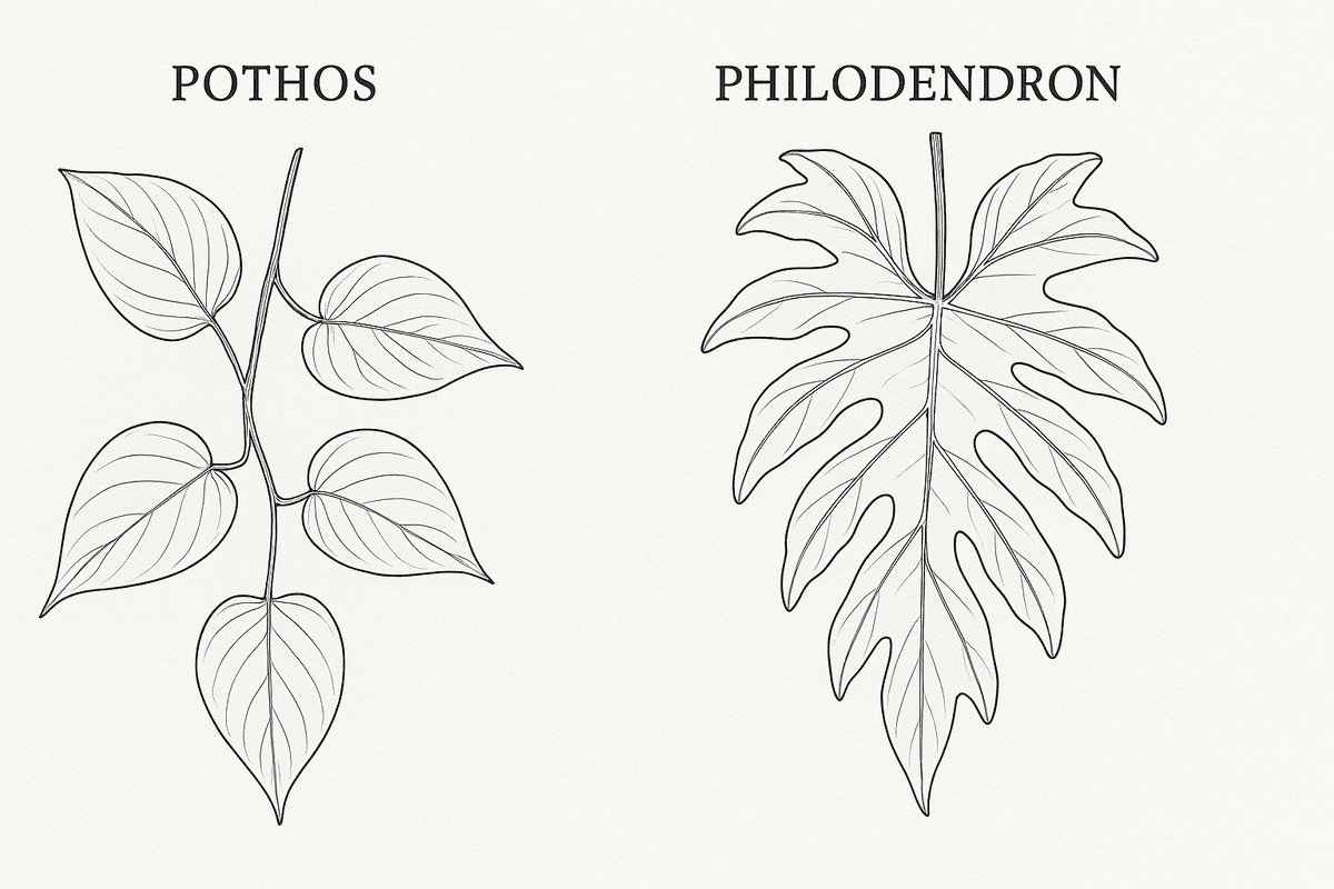 pothos vs Philodendron leaves