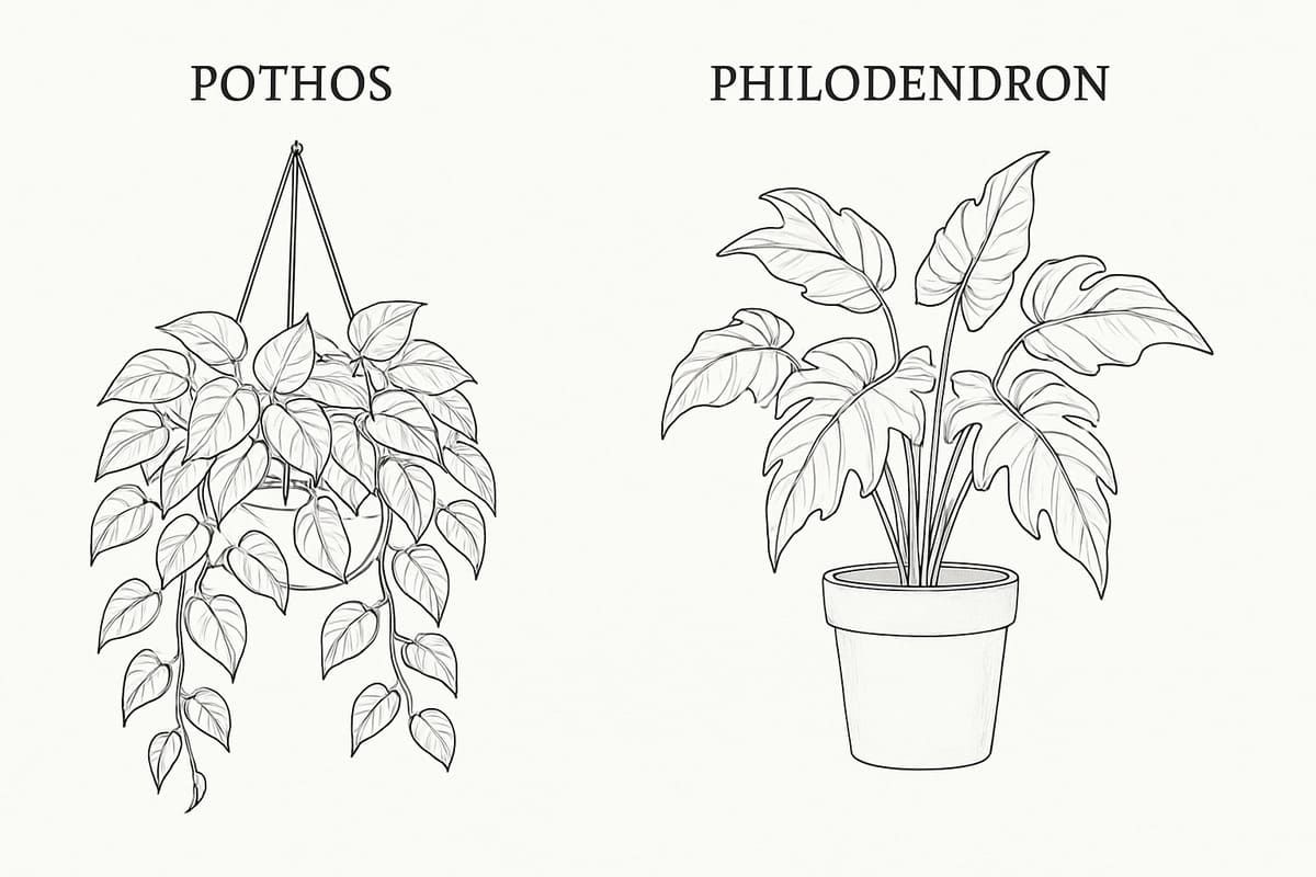 pothos vs Philodendron plant